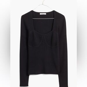 Madewell Ribbed Knit Top size XXS NWT - Black